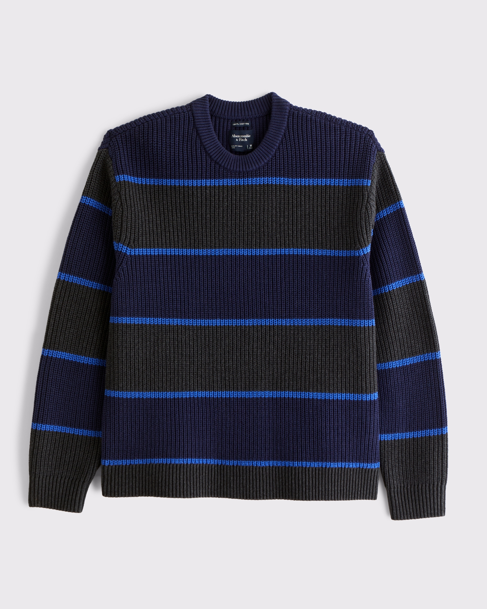 A&F Essential 100% Cotton Striped Crew Sweater
