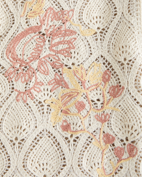 Crochet-Style Button-Through Sweater Polo