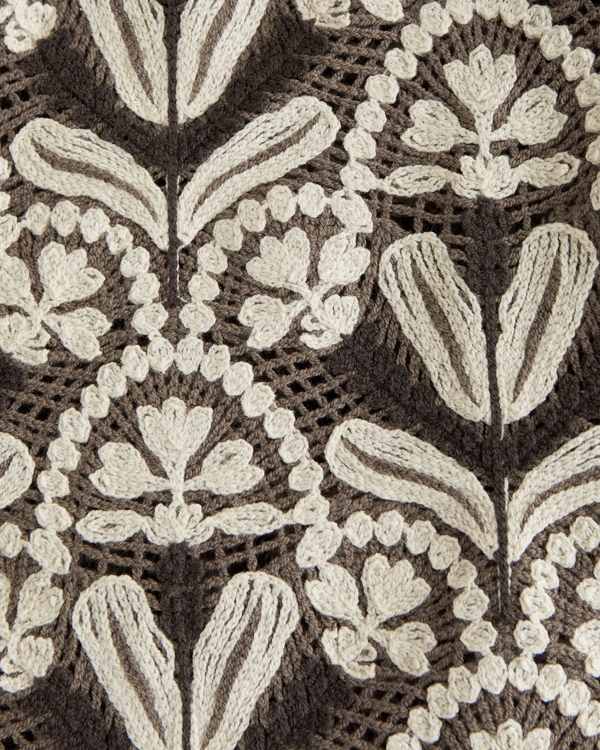 Crochet-Style Button-Through Sweater Polo