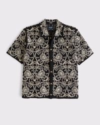 Crochet-Style Button-Through Sweater Polo