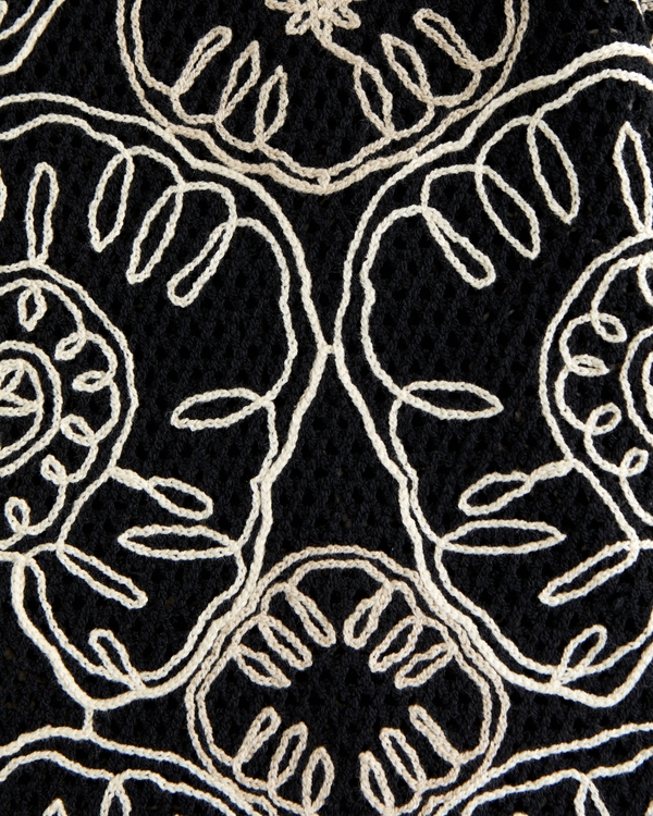 Crochet-Style Button-Through Sweater Polo