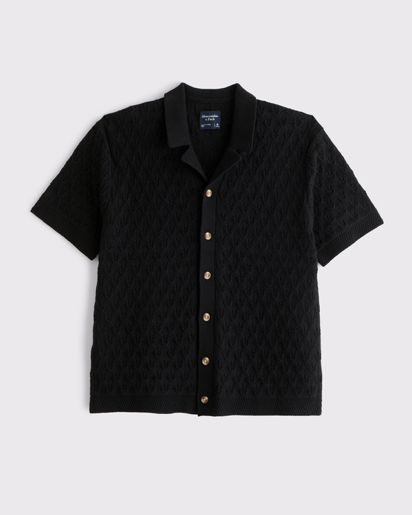 Button-Through Sweater Polo, Black view 1