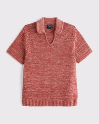Textural Johnny Collar Sweater Polo
