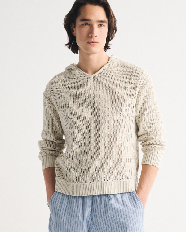 Cotton Crochet-Style Popover Hoodie