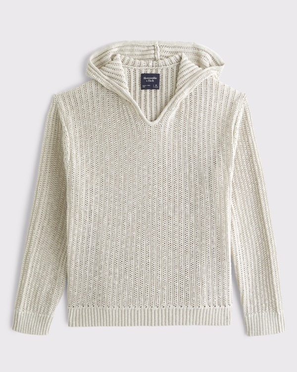 Cotton Crochet-Style Popover Hoodie