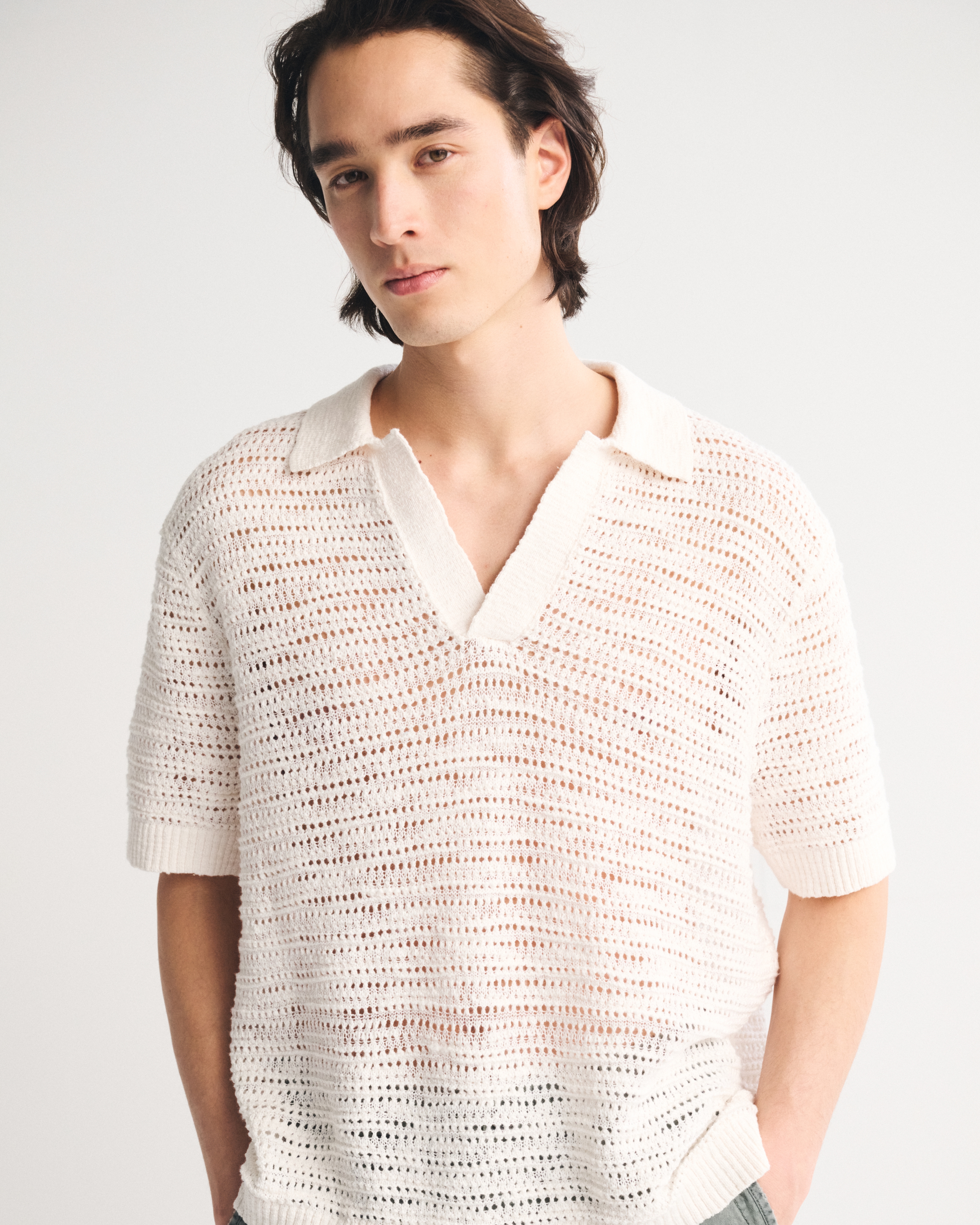 Мужские свитеры Abercrombie & Fitch Boxy Johnny Collar Sweater Polo — фото 2