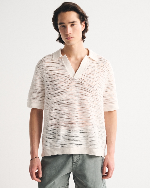 Boxy Johnny Collar Sweater Polo