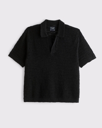 Polo tipo suéter con cuello Johnny de corte cuadrado