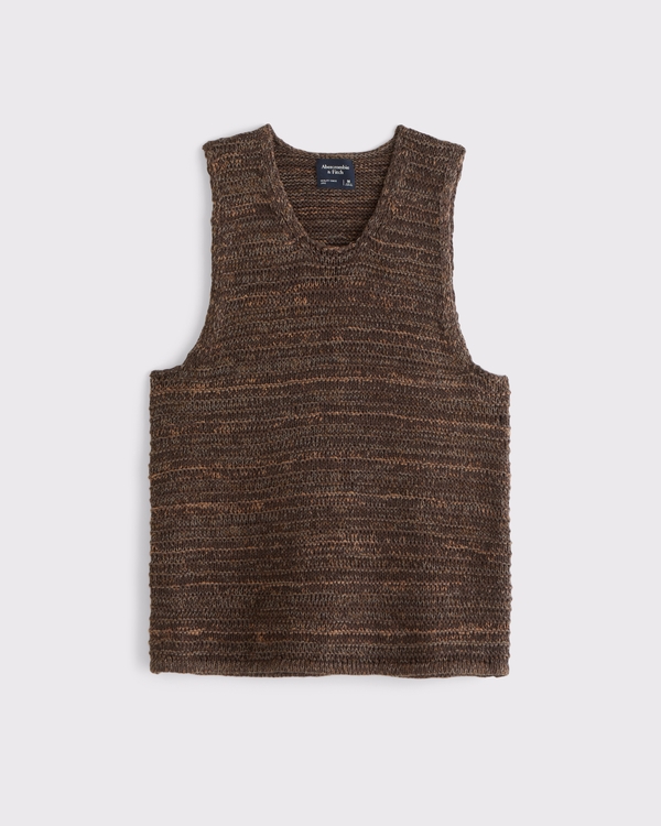 Textural Sweater Tank, Dark Brown view 1