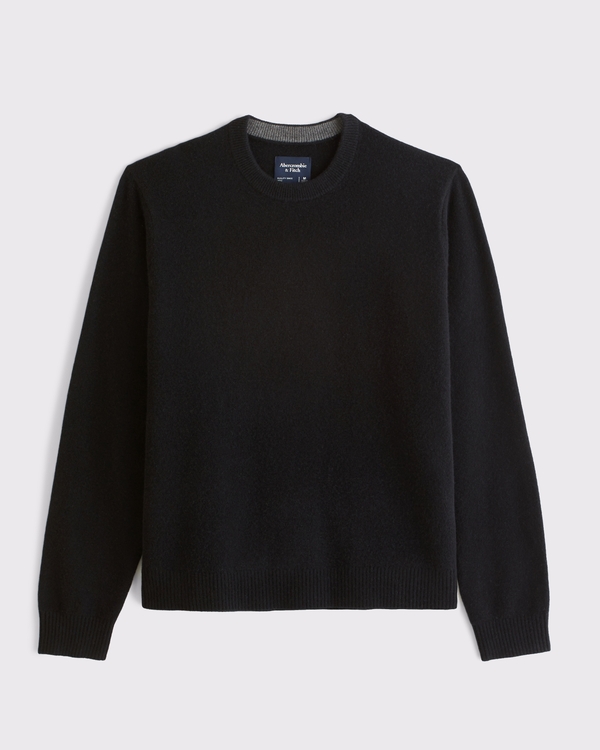 100% Merino Crew Sweater, Black view 1
