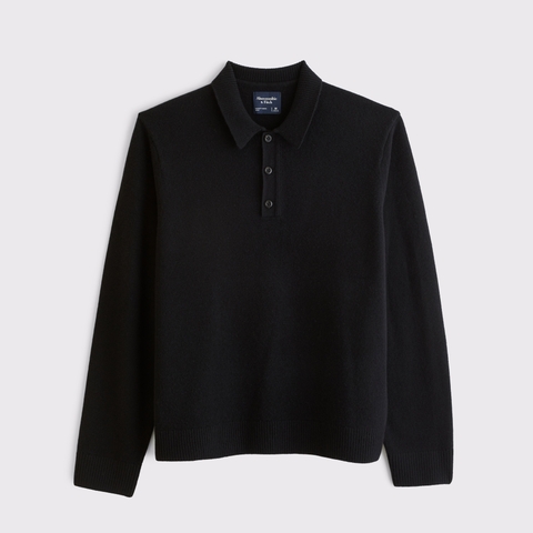 Мужские свитеры Abercrombie & Fitch 100% Merino 3-Button Collared Sweater