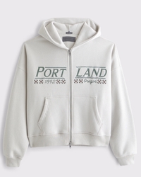 Sudadera básica de estilo corto con capucha y cremallera