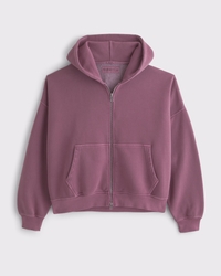 Essential Cropped Full-Zip Hoodie