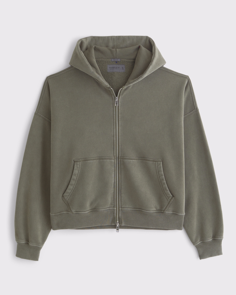 Men's Essential Cropped Full-Zip Hoodie | Men's Tops | Abercrombie.com