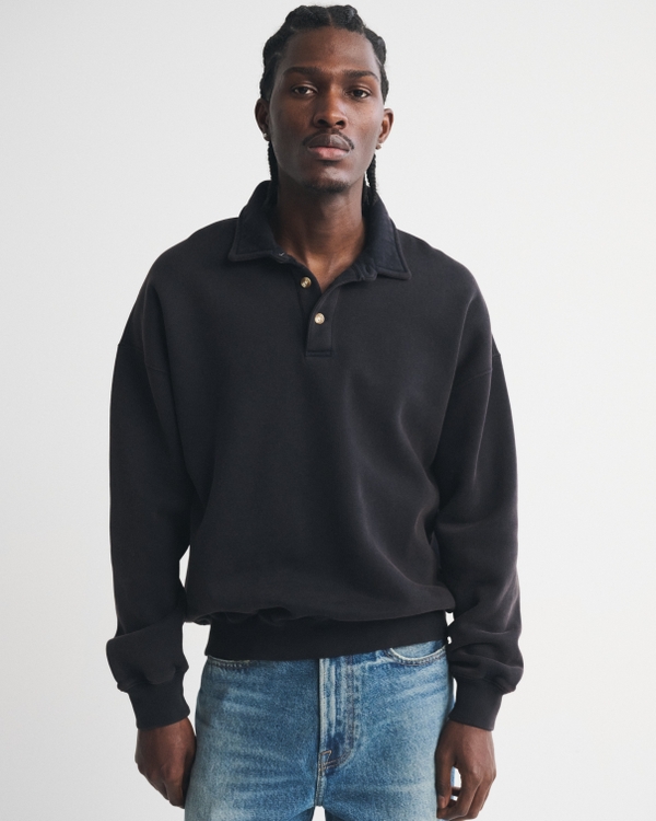 Essential Polo Sweatshirt, Black view 1