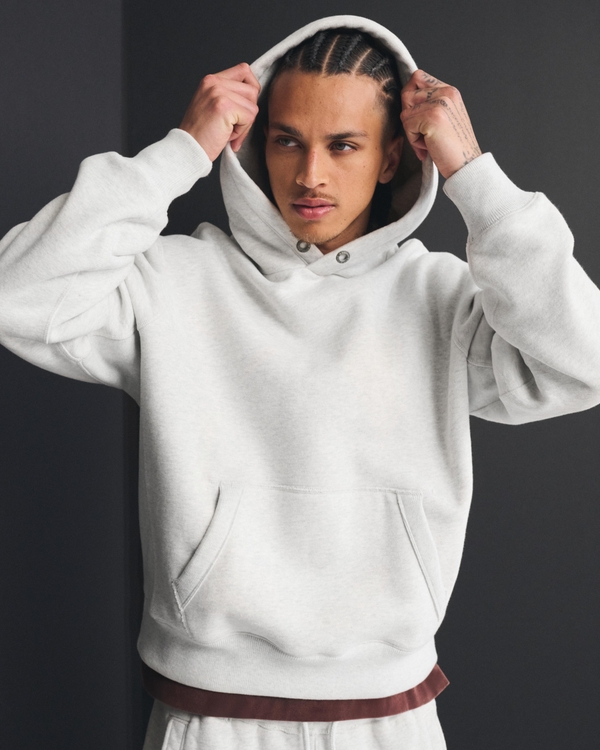 Heritage Heavyweight Popover Hoodie, Light Heather Grey view 1
