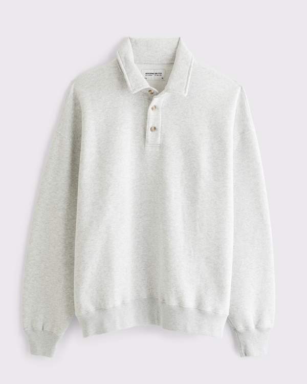 Essential Fleece Polo, Heather Gray view 1