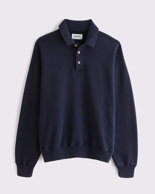Essential Fleece Polo, Muted Navy view 1