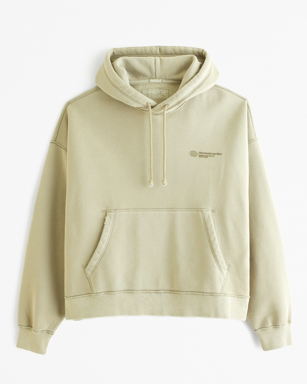 Logo Cropped Popover Hoodie, Light Green