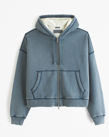 Men s Essential Cropped Full Zip Hoodie Men s Tops Abercrombie