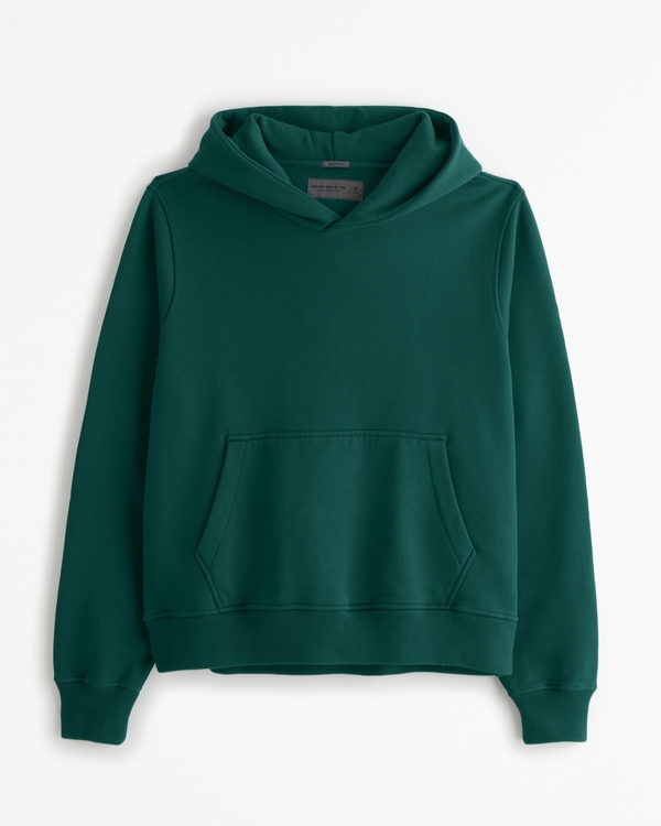 Essential Cropped Premium Heavyweight Popover Hoodie, Emerald