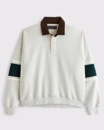 Hombre Cropped Essential Rugby Polo Sweatshirt | Hombre A&F Essentials ...