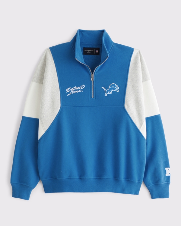 Detroit Lions Half-Zip Sweatshirt, Blue - Lions view 1