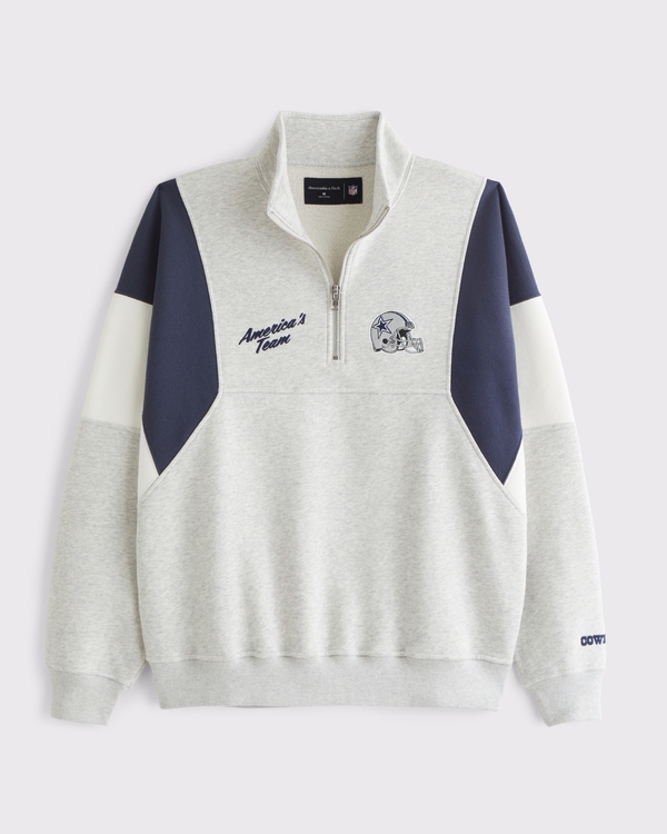 Dallas Cowboys Half-Zip Sweatshirt, Light Heather Gray - Cowboys view 1