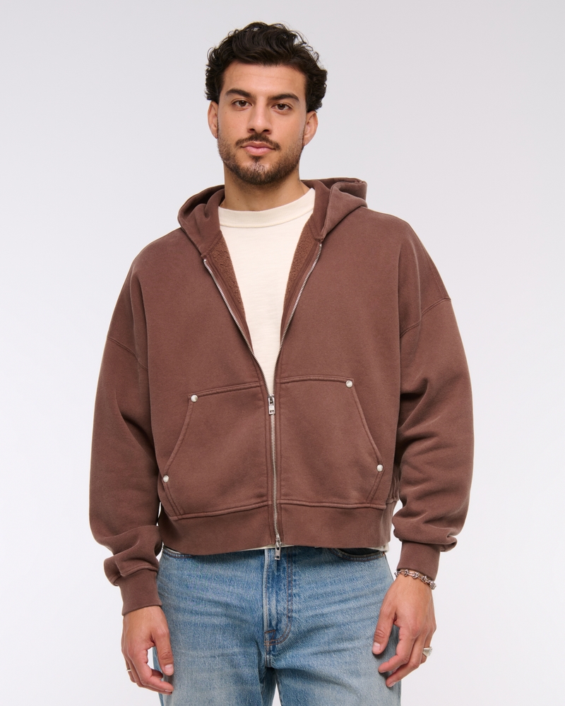 Cropped Essential Full-Zip Hoodie
