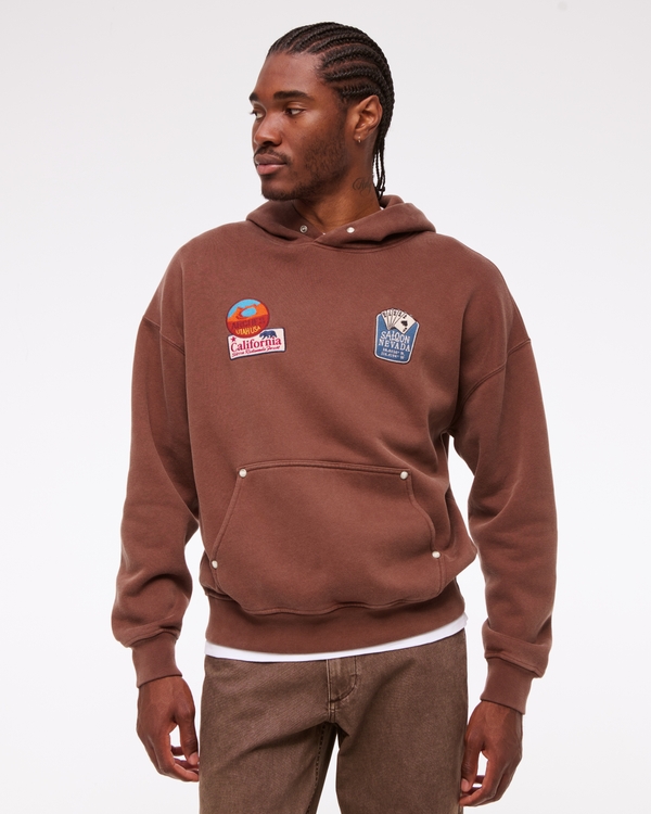 Essential Popover Hoodie, Brown view 1