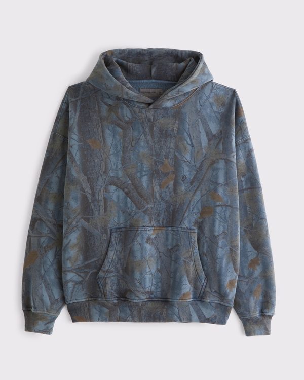 Essential Popover Hoodie, Blue Camo view 1