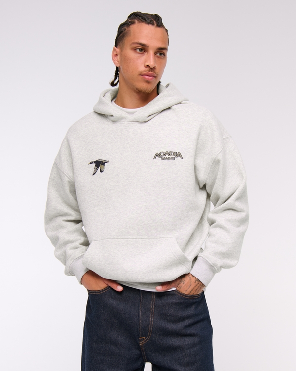 Acadia Graphic Popover Hoodie, Light Heather Gray view 2