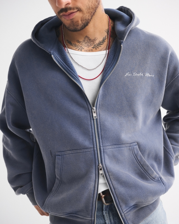 Essential Full-Zip Hoodie, Cool Navy view 1