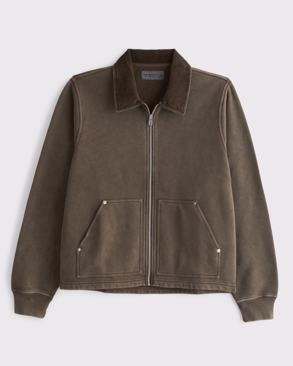 Essential Fold-Down Full-Zip Jacket, Brown view 1