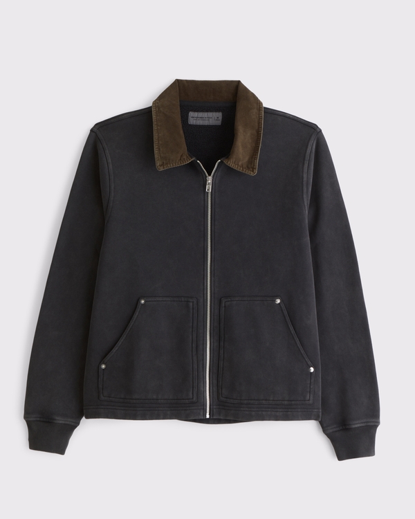 Essential Fold-Down Full-Zip Jacket, Black view 1