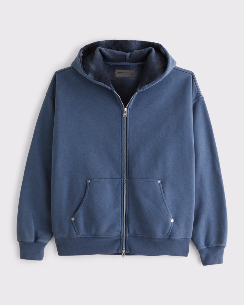 Sudadera básica y forrada con capucha, cremallera completa