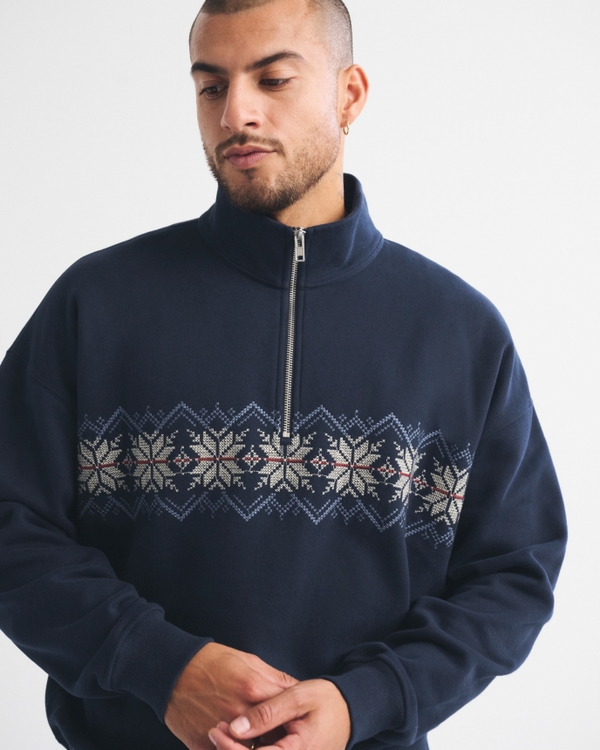 Essential Half-Zip Sweatshirt, Deep Navy view 2