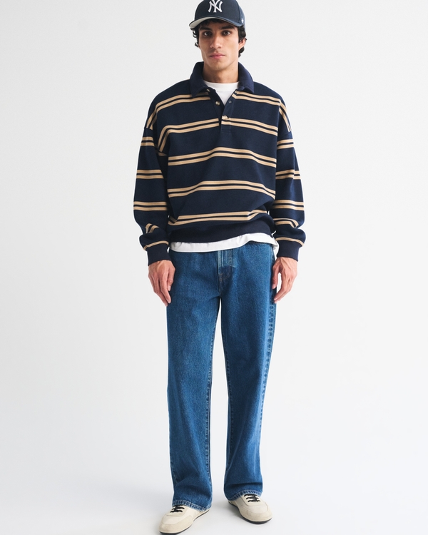 Essential Polo Sweatshirt, Navy Stripe view 2