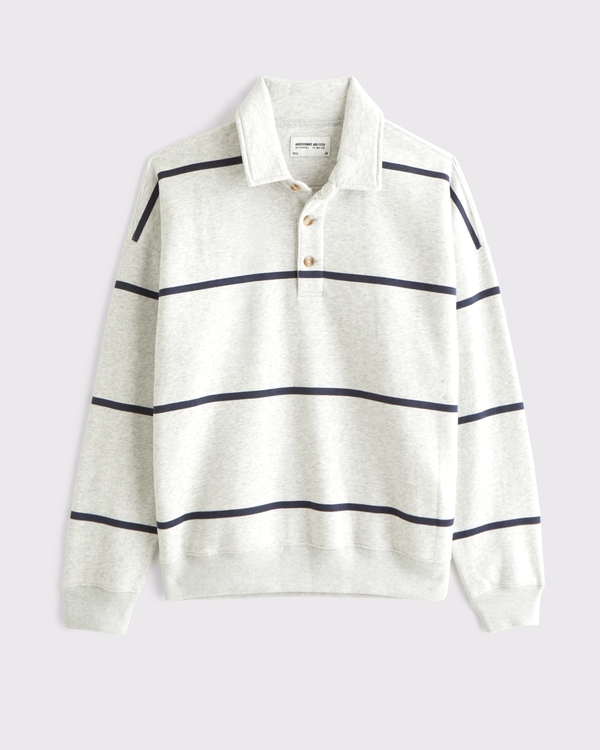 Essential Polo Sweatshirt, Heather Gray Stripe view 1