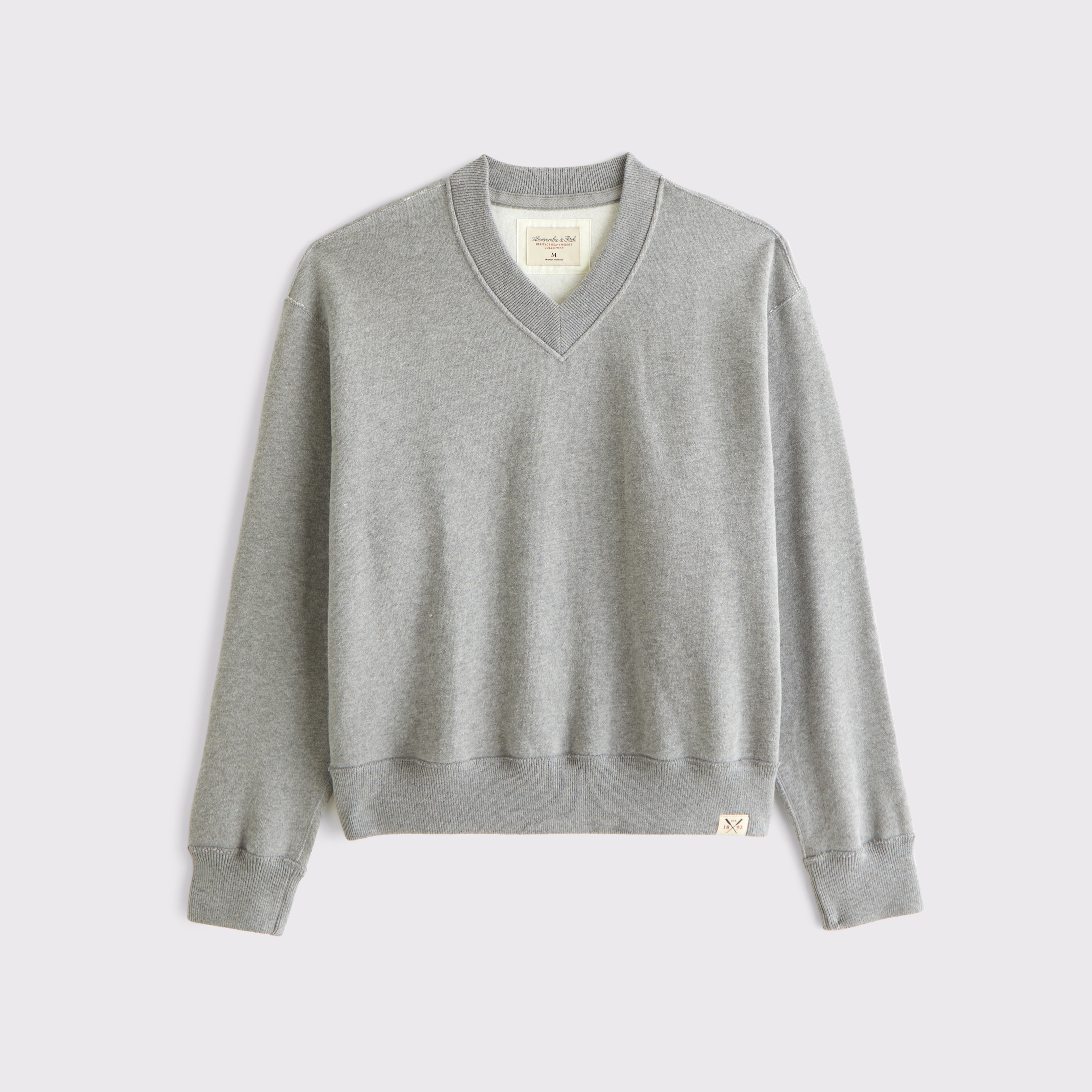 Мужская толстовка Abercrombie & Fitch Heritage Heavyweight V-Neck, цвет: Серый — фото 1