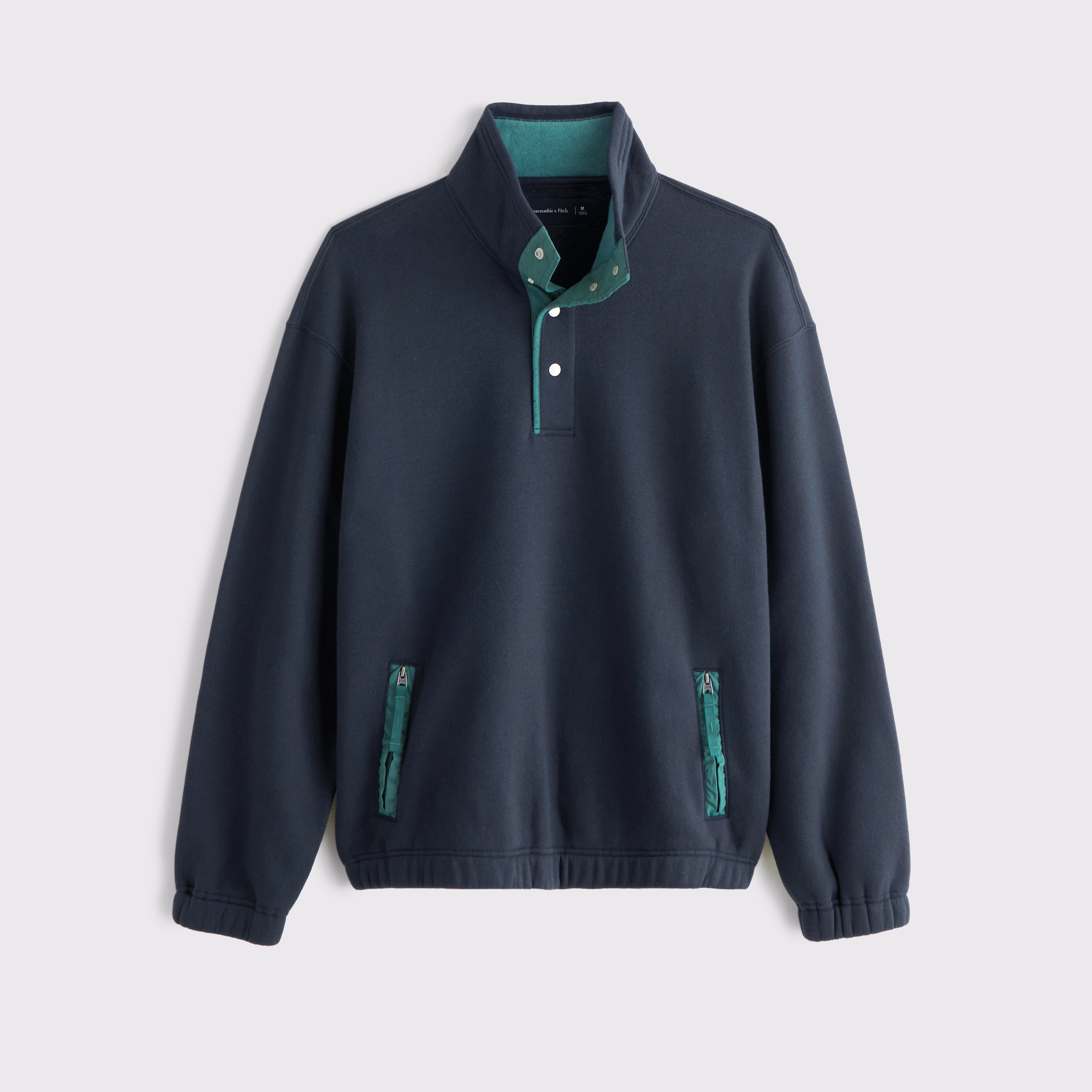 Мужской свитшот Abercrombie & Fitch Mock Neck, цвет: Тёмно-синий — фото 1