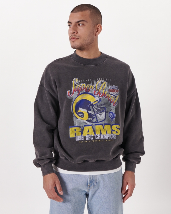 Vintage Rams Graphic Crew Sweatshirt, Dark Grey