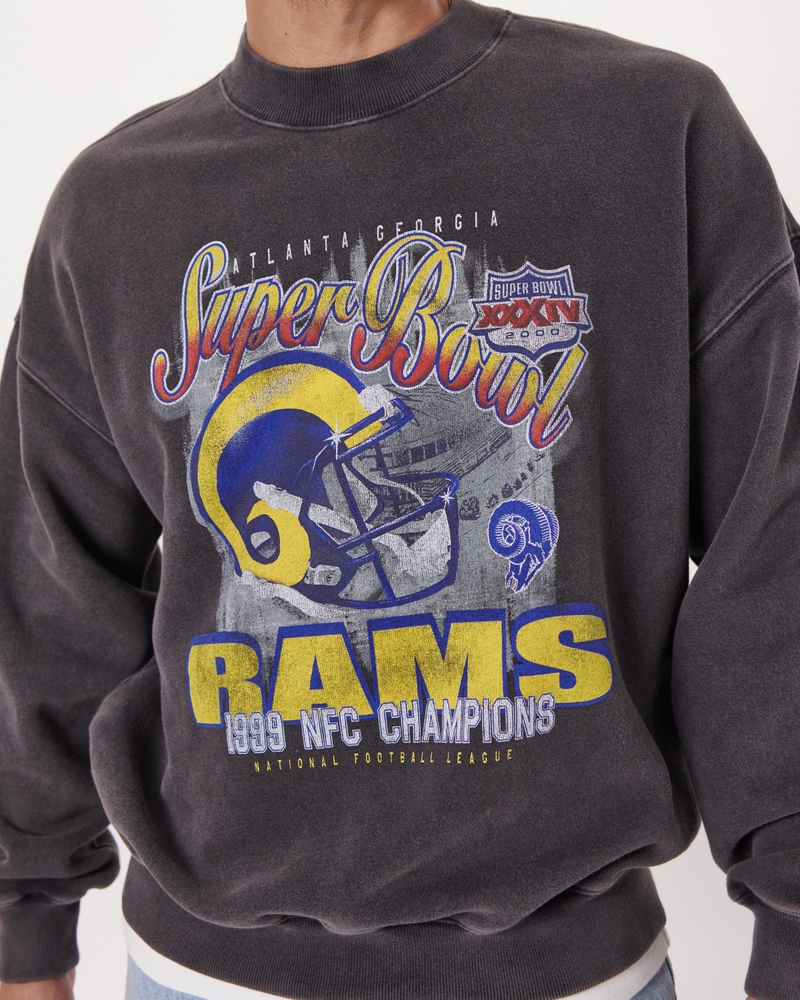 Men's Vintage Rams Graphic Crew Sweatshirt in Dark Grey | Size L | Abercrombie & Fitch