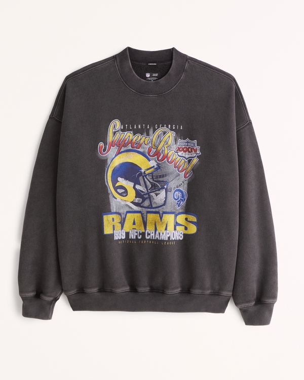Vintage Rams Graphic Crew Sweatshirt, Dark Grey view 1