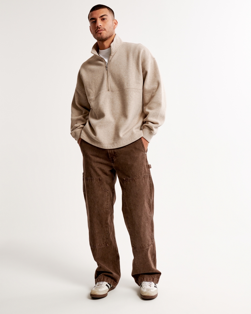 Essentials Men's 100% Cotton Quarter-Zip Sweater