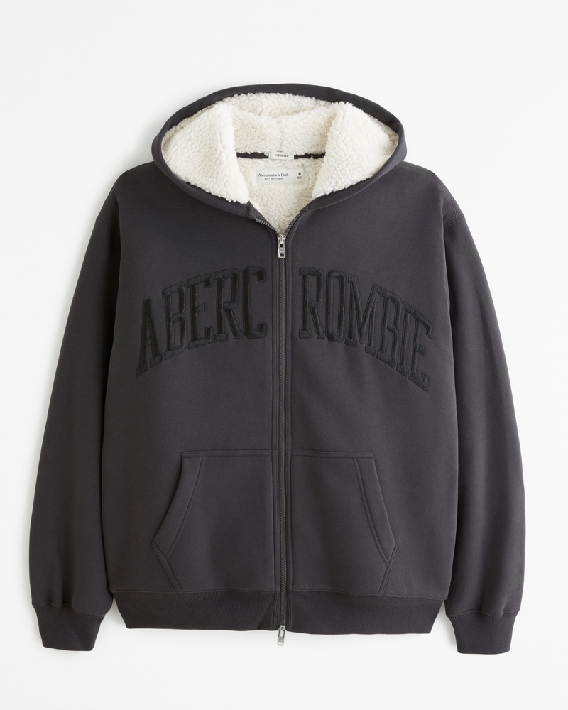 Sherpa fleece outlet zip hoodie