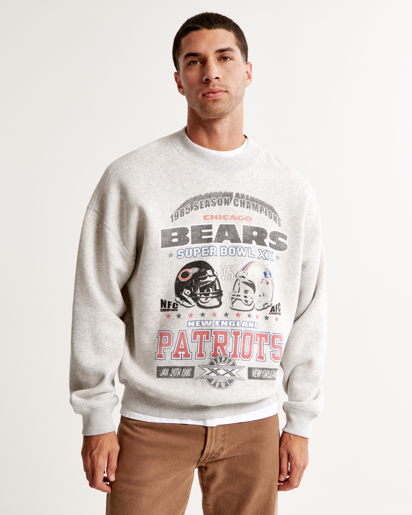 Men's Vintage Super Bowl Graphic Crew Sweatshirt in Black | Size M | Abercrombie & Fitch