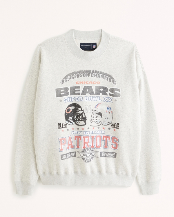Vintage Super Bowl Graphic Crew Sweatshirt, Light Heather Grey