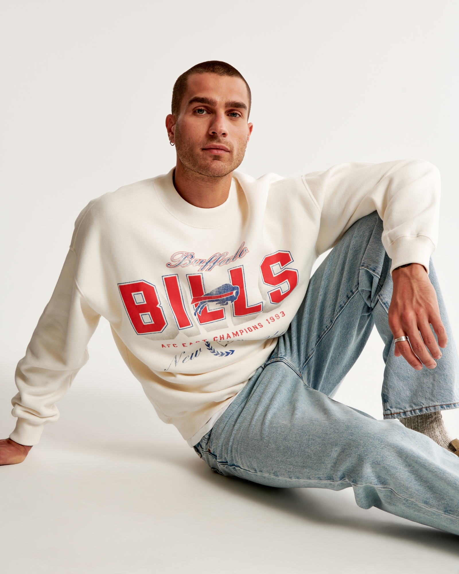 Sudadera de cuello redondo con estampa los Buffalo Bills