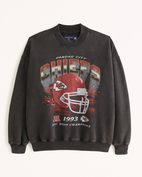 Kansas City Chiefs Graphic Crew Sweatshirt, Black Pattern